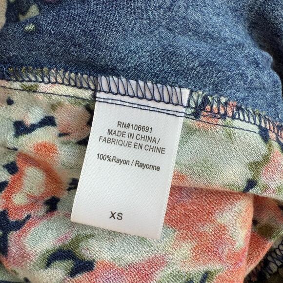 ANTHROPOLOGIE ON THE ROAD BLUE FLORAL HiGH LOW FULL A LINE SKIRT XS - Picture 9 of 9